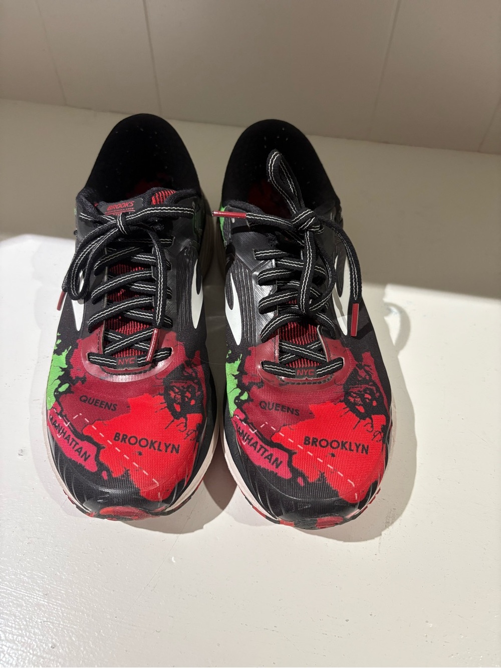 Brooks Kids Sneakers Red Black with Green Accents